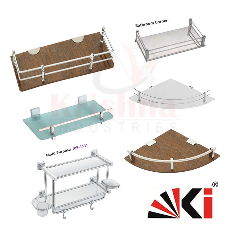 Aluminium Acrylic Glass Shelf Corner - Glass Shelf Rack and Trolley Bathroom - Houshold Accessories Hardware Fitting Manufacturers