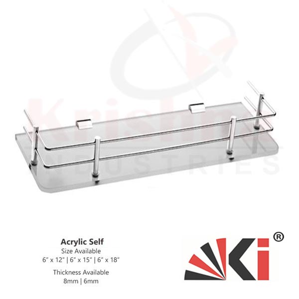 Acrylic Shelf with SS Rack Shelf Regular Bathroom Fitting