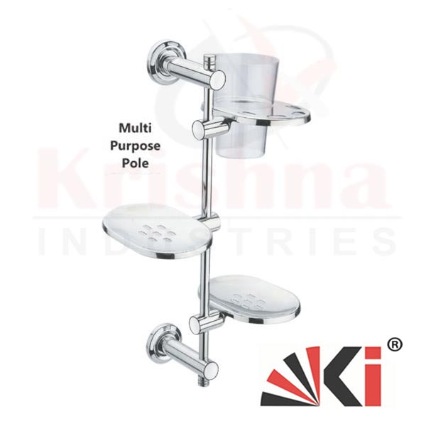 Multi Purpose Pole Stand with Glass Holder Wall Concelied Bathroom Accessories