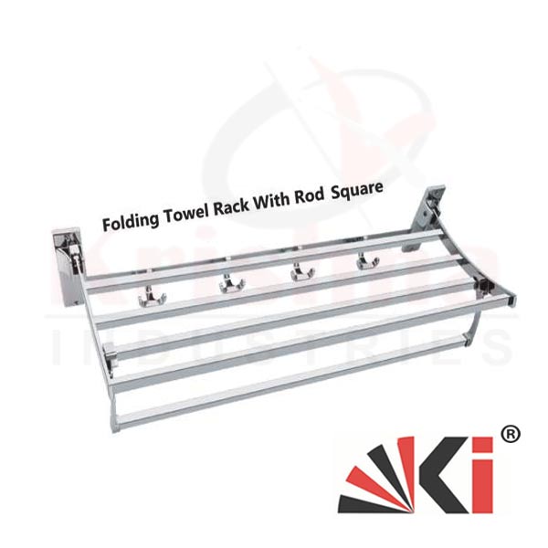 SS Folding Multi Rod Shalf Towel Rack with Hook Rail Manufacturer