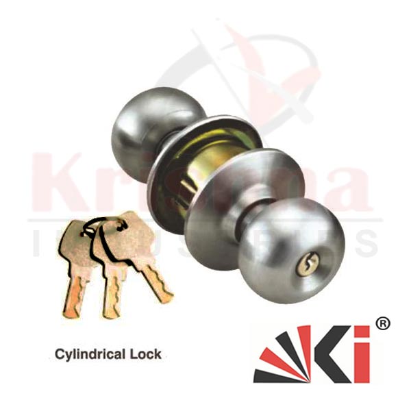 SS Cylindrical Door Lock - Silver Finish With 3 Ultra Keys Lock