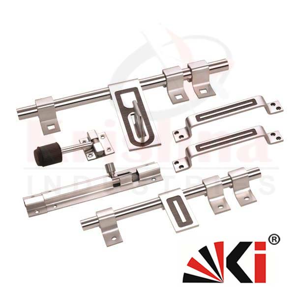 Aldrop Handle Lock Kit with Door Stopper - Tower Bolt - Door Bolt Fitting Manufacturer Rajkot - SS Door Closer Kit